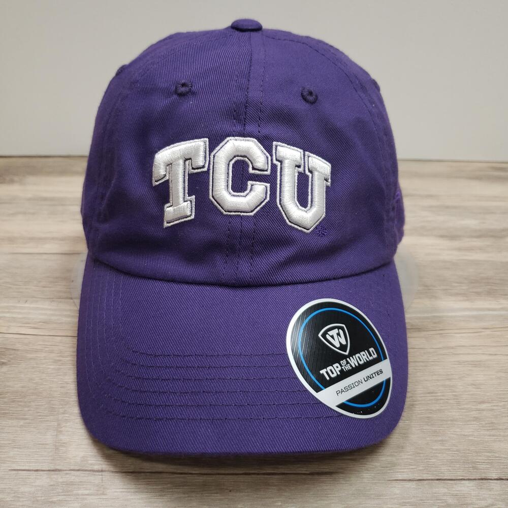 TCU Horned Frogs Hat Cap Strap Back Mens One Size Purple NCAA Top Of The World